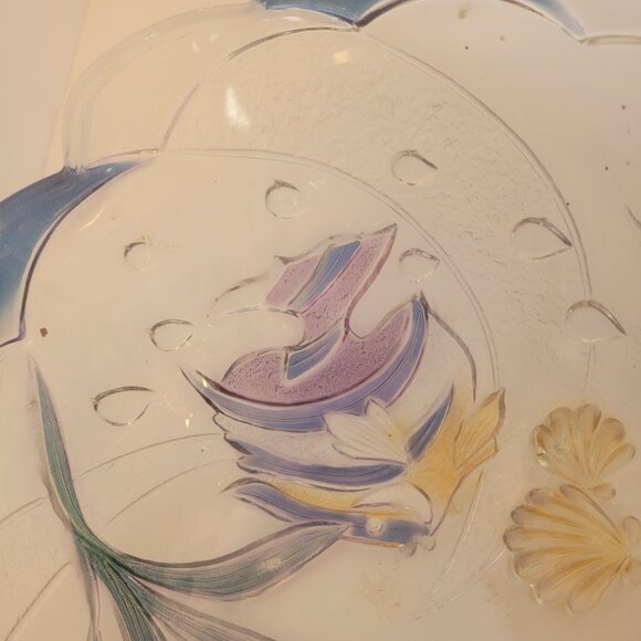 Mikasa Savoir Vivre Hand-Painted Clear Glass Bowl With Scalloped Edges & Floral - Picture 4 of 10